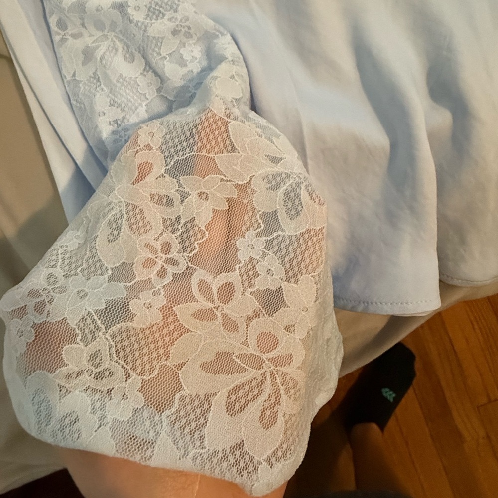 American Eagle / aerie light blue maxi skirt with lace